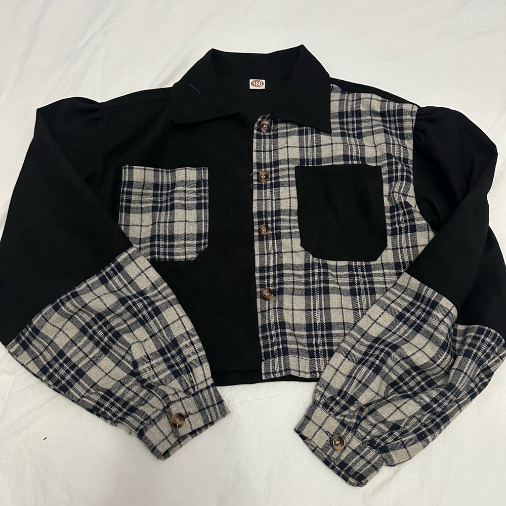 Mix flannel cropped sweater